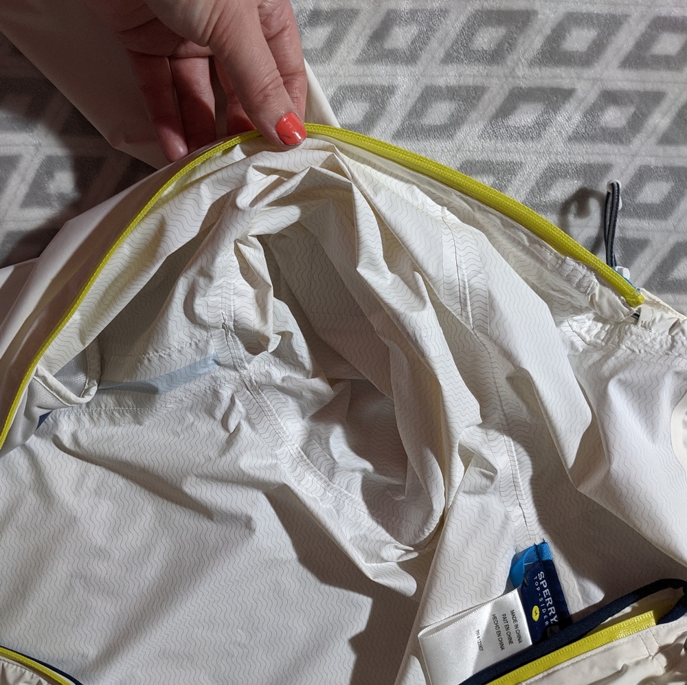 Sperry Top Sider White Rain Jacket Size Medium - Picture 9 of 15